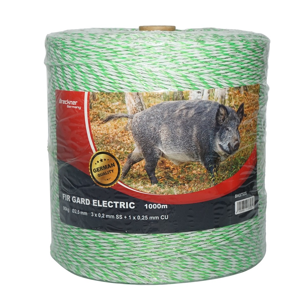 Rola fir verde fluorescent-alb fi 2.5mm 3x0.2mm SS, 1x0.25mm Cu, 1000m gard electric