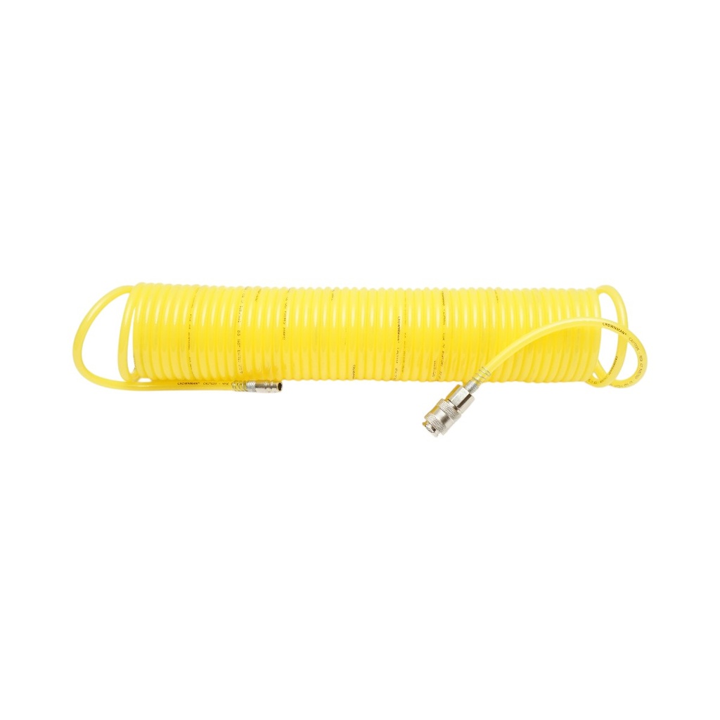 Furtun aer comprimat spiralat 15m, Ø 5mm, cupla rapida 1/4 Crownman