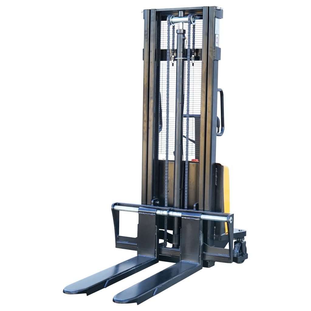Transpalet semi-electric cu sarcina maxima 1.5T, inaltime ridicare 3000mm, furci 1150mm