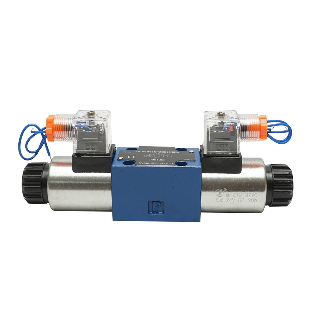 Electrovalva directionala 24VDC 25W pentru 6 cai control debit instalatii hidraulice HDQX126J 4WE6J61B CG12N9Z4
