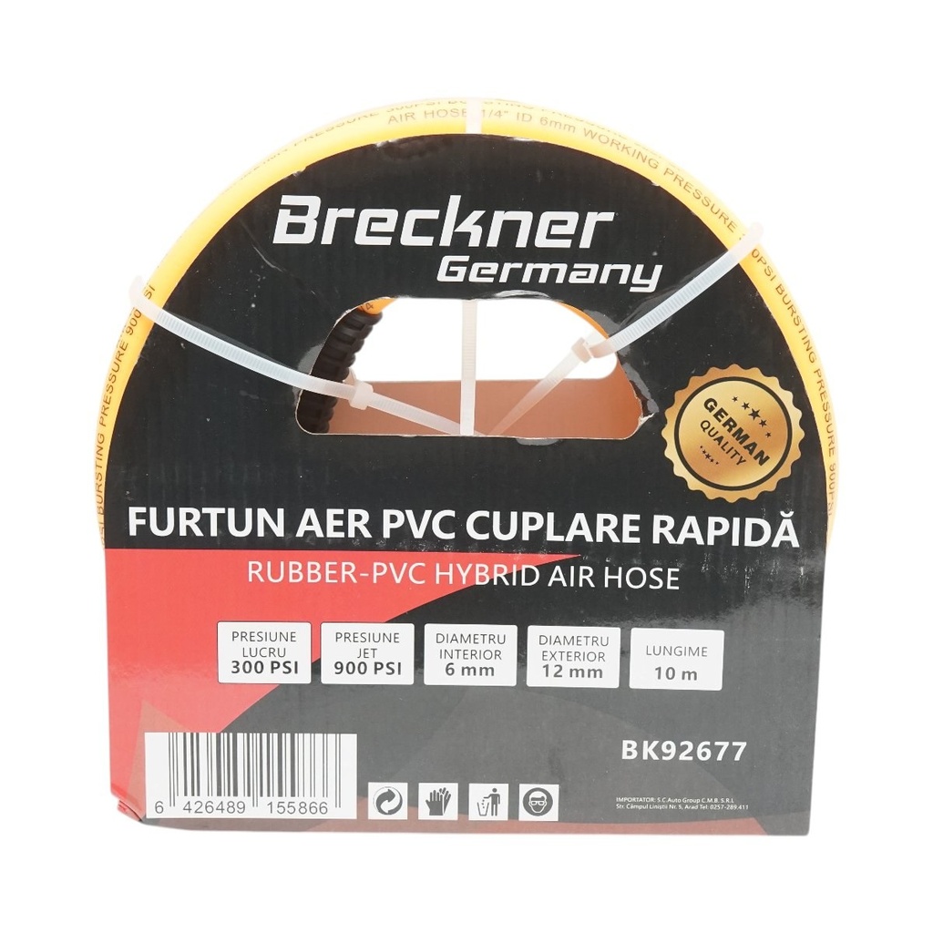 Furtun aer compresor profesional 10m din PVC si cuplare rapida universala