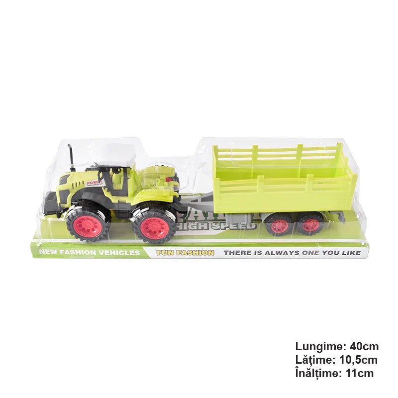 Jucarie Tractor cu remorca verde POWER Speed
