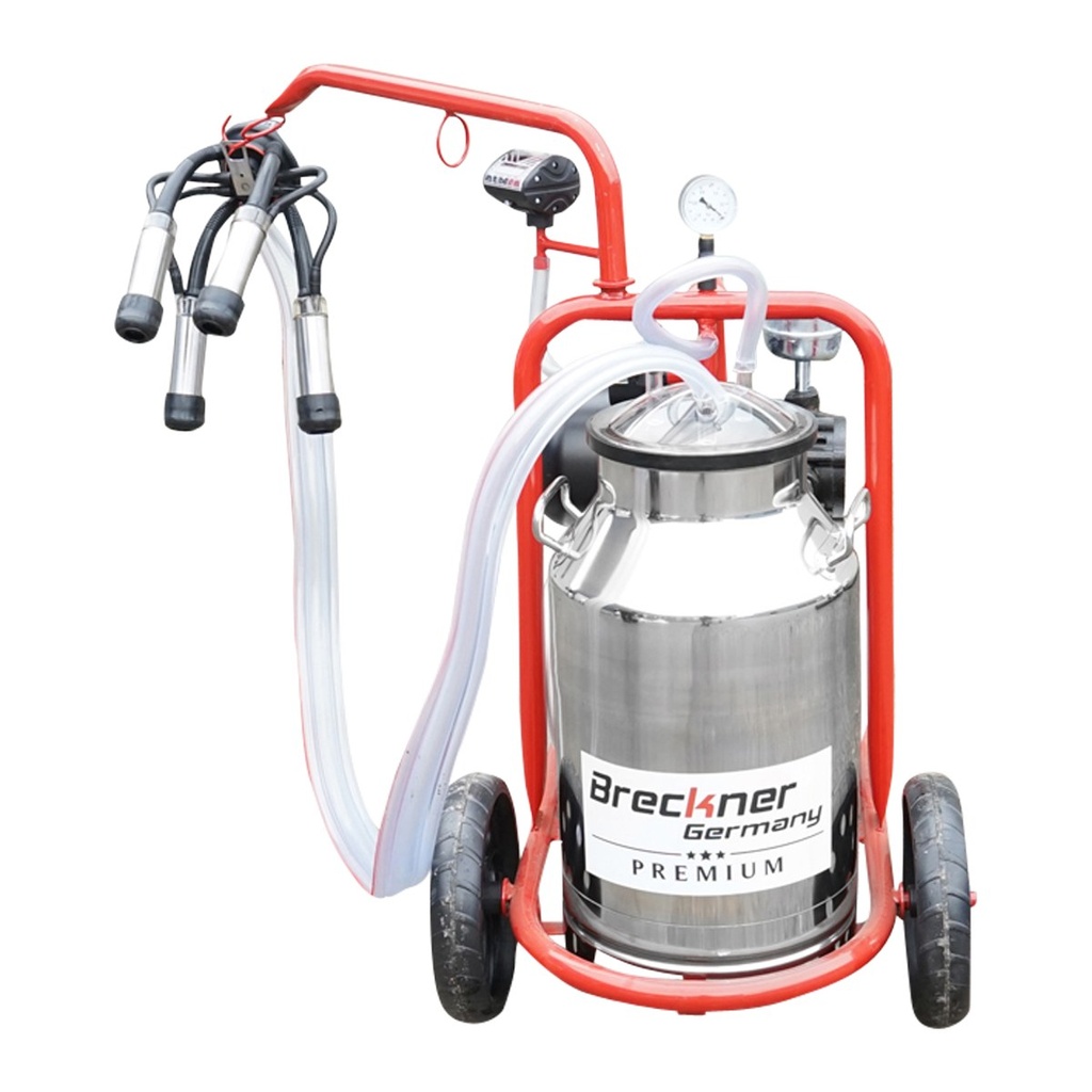 Aparat de muls vaci cu grup colector 160cc, sasiu vopsit electrostatic, bidon inox 30L, 1 post