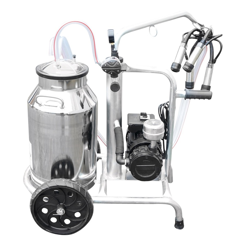 Aparat de muls vaci cu grup colector 160cc, sasiu galvanizat, bidon inox 30L, 1 post, pahar inox