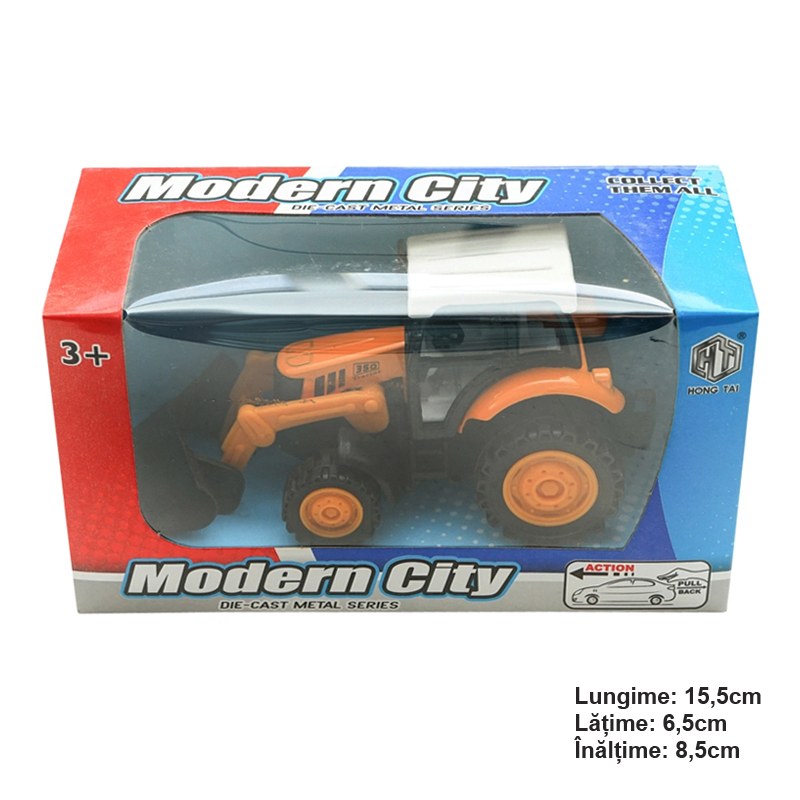 Jucarie tractor galben cu incarcator frontal Modern City