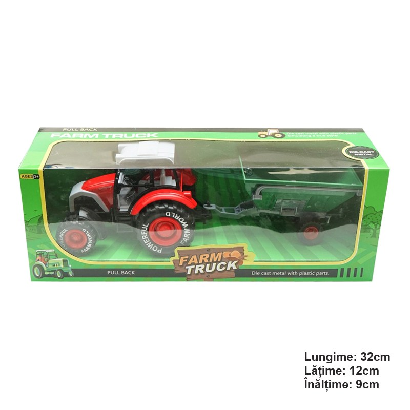 Jucarie tractor rosu pentru ferma cu distribuitor de ingrasaminte Farm Truck