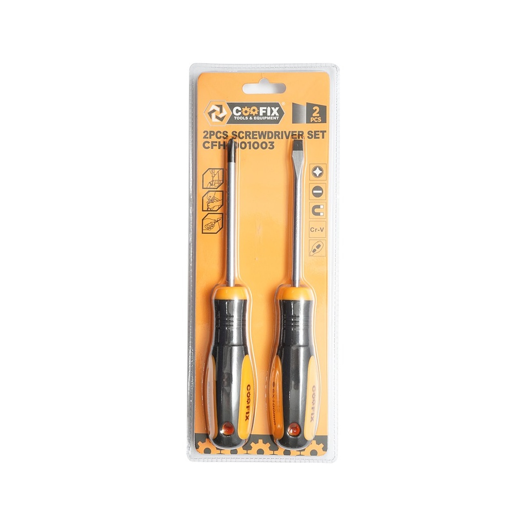 Set surubelnite 2 piese dreapta si in cruce Cr-V cu varf magnetic profesionale Coofix