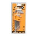 Set 9 imbusuri hexagonale cu brat mediu si varf sferic unghi desfacere 25 grade profesional Coofix