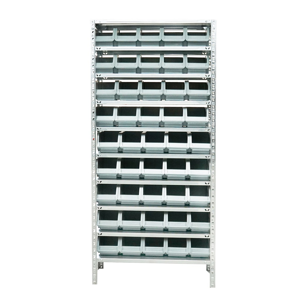 Raft accesorizat cu 45 cutii plastic de depozitare 310x930x2000mm
