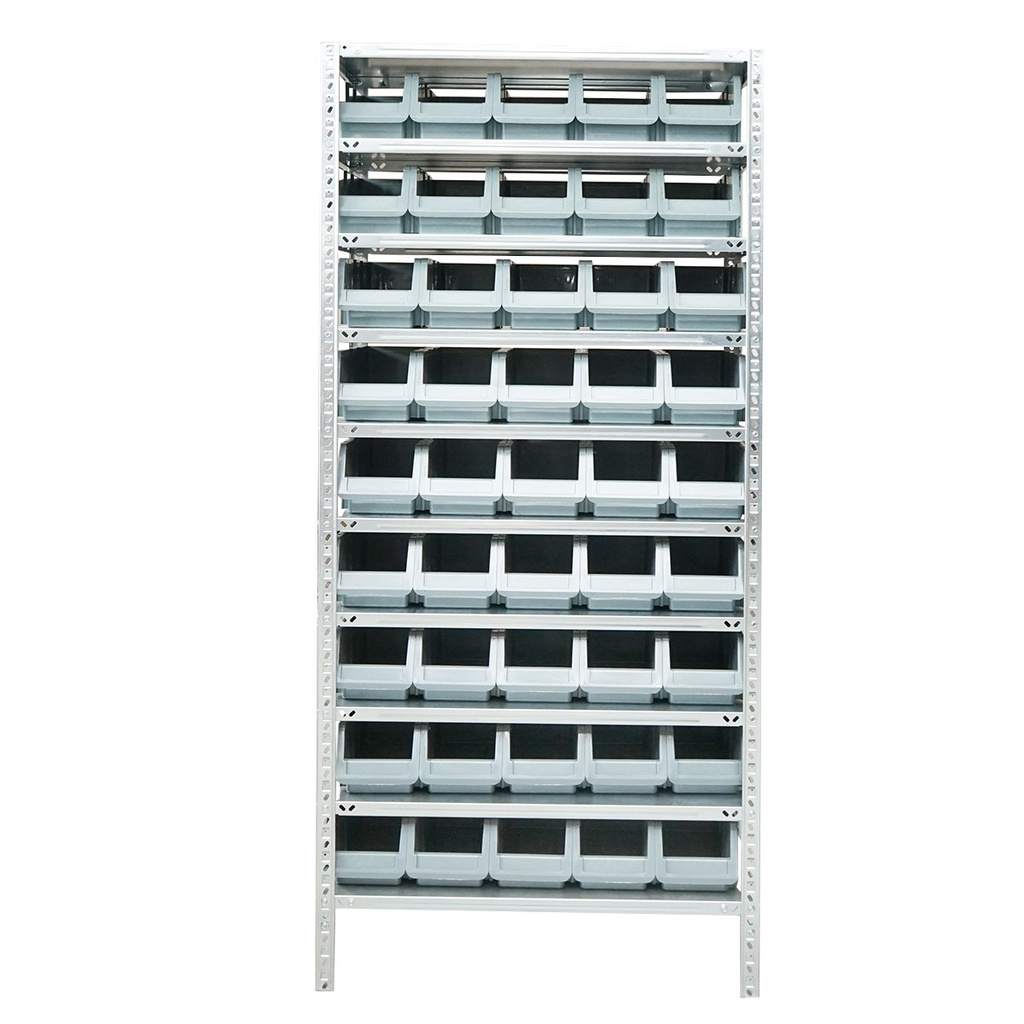 Raft accesorizat cu 45 cutii plastic de depozitare 430x930x2000mm