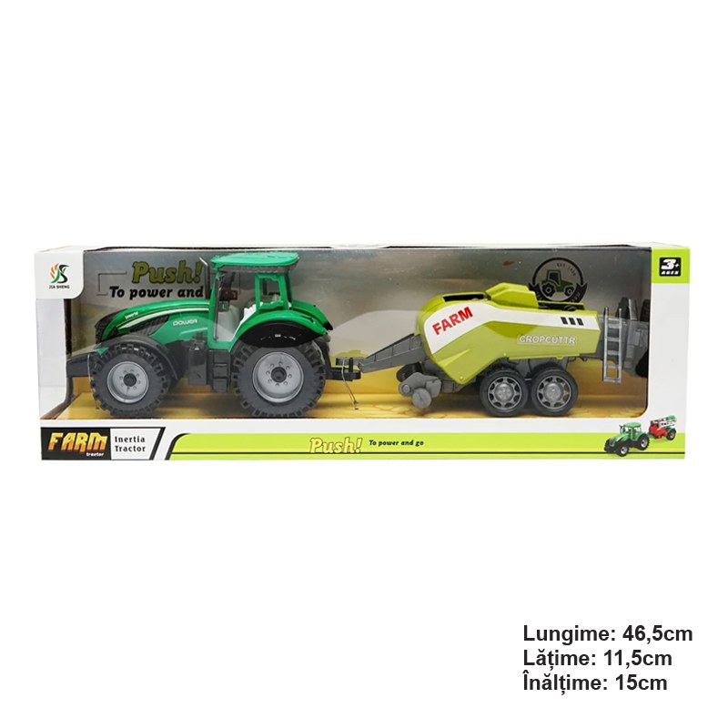 Tractor verde jucarie cu balotiera Farm Tractor