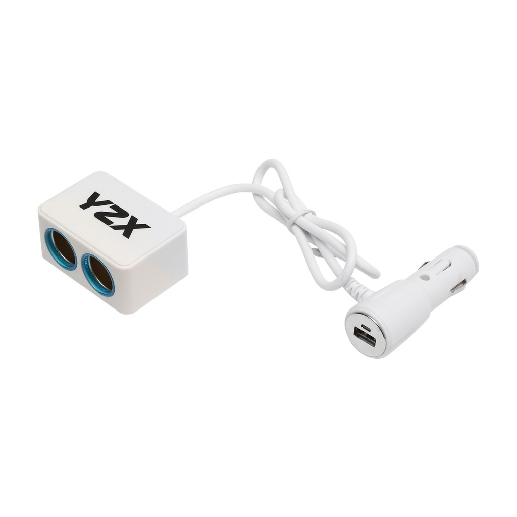 Adaptor bricheta auto dubla 12/24V si 1 port USB 5V 1000mA alb