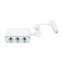 Adaptor bricheta auto tripla 12/24V alb cu intrerupator individual si 1 port USB 5V 2.1A