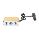 Adaptor bricheta auto tripla 12/24V auriu cu intrerupator individual si 1 port USB 5V 2.1A