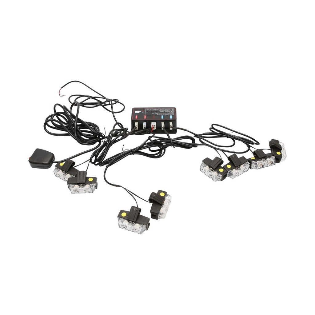 Set 8 stroboscoape cu 2 LED-uri, lumina galbena 12V