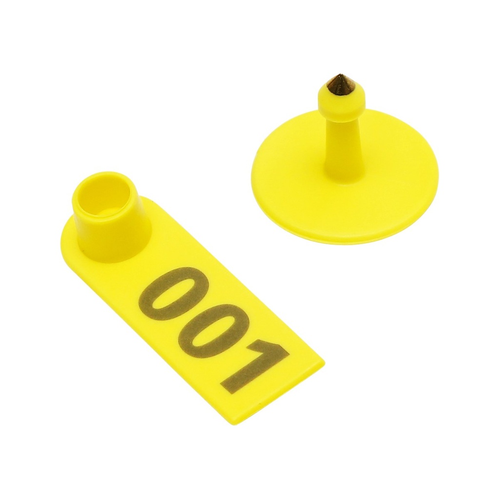 Set crotalii numerotate 001 -100 galbene pentru capre, oi