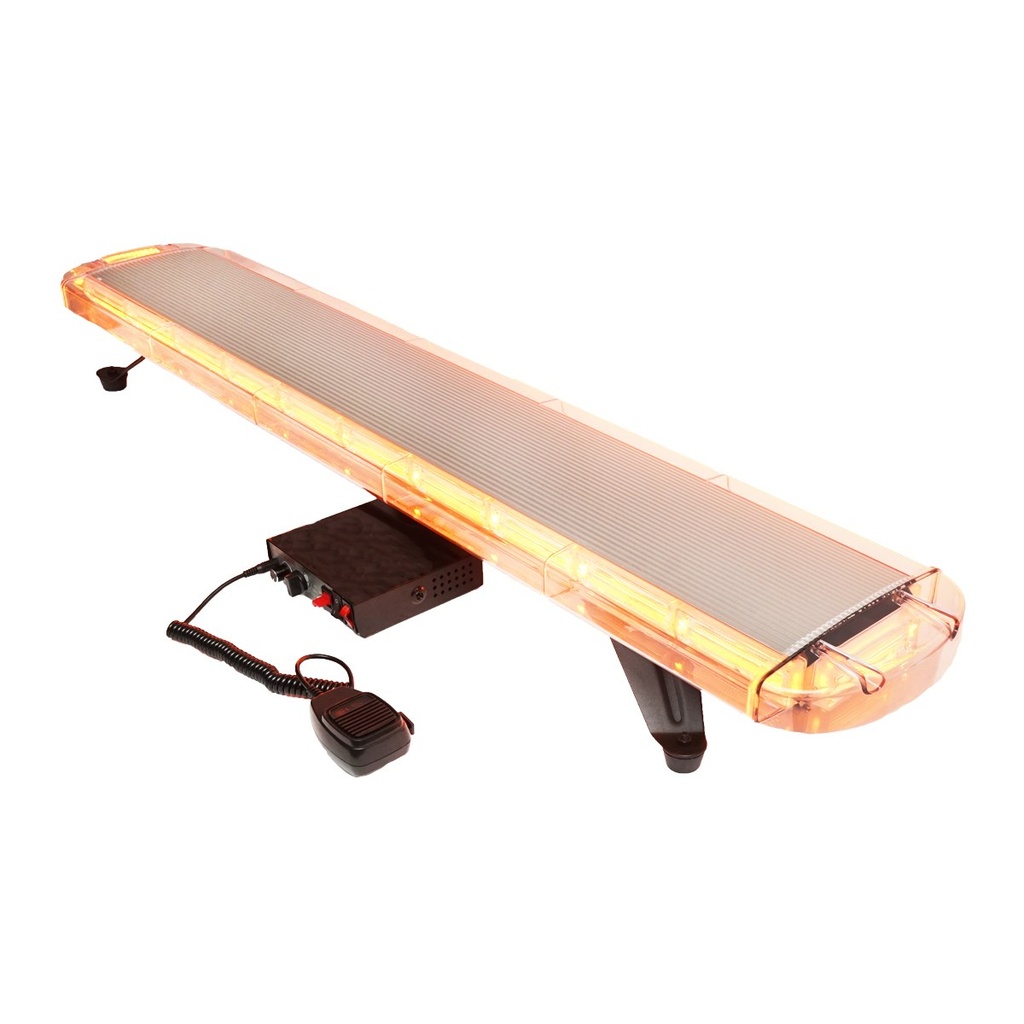 Rampa luminoasa girofar 12V cu 22 module lumina galbena si sonor integrat 1180x210x68mm