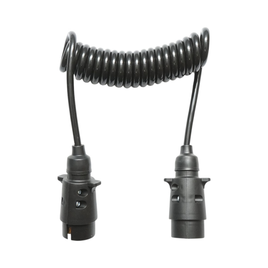 Cablu spiral 2.5m cu 2 stechere tata, 7 pini pentru priza auto remorca