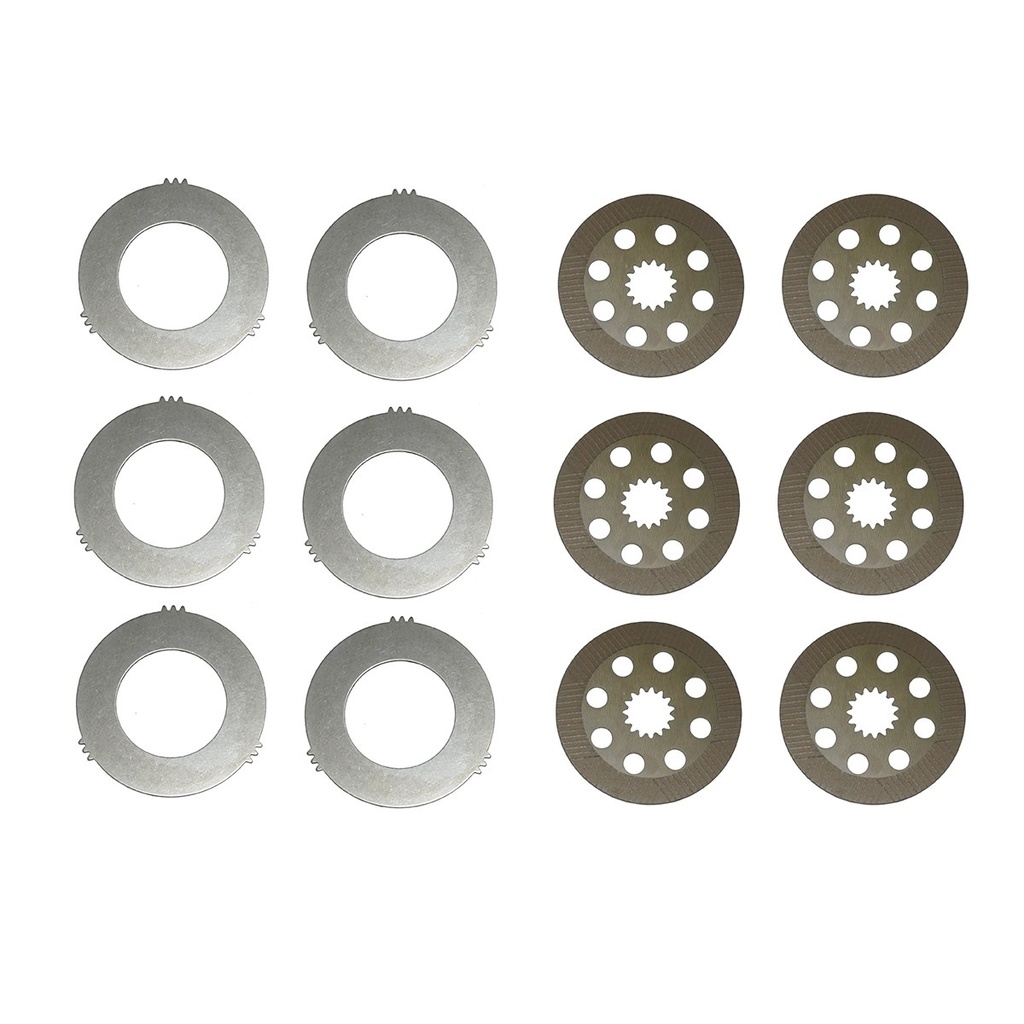 Set discuri frictiune 222x50x3.8mm Z=15, placa 240x130x3.8mm pentru JCB 3C, 3CX, 3D, 3DX, 4C, 4CN, 4CX OEM 458-20289 - 458-20353