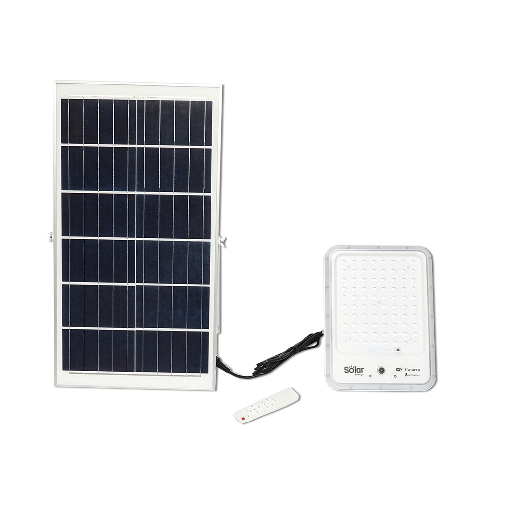 Lampa LED 20W cu camera CCTV 2 MP wifi si panou solar 35W, baterie 3,2V/30Ah