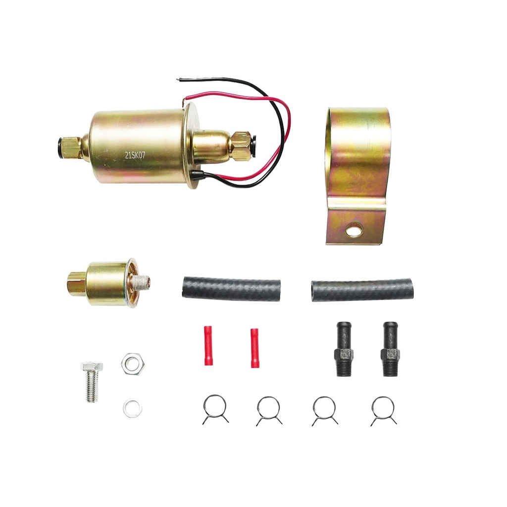 Pompa alimentare electrica universala cu filtru incorporat, 12V, L=145mm, fi 8mm pentru motorina/benzina OEM YK-2047, E8012SS