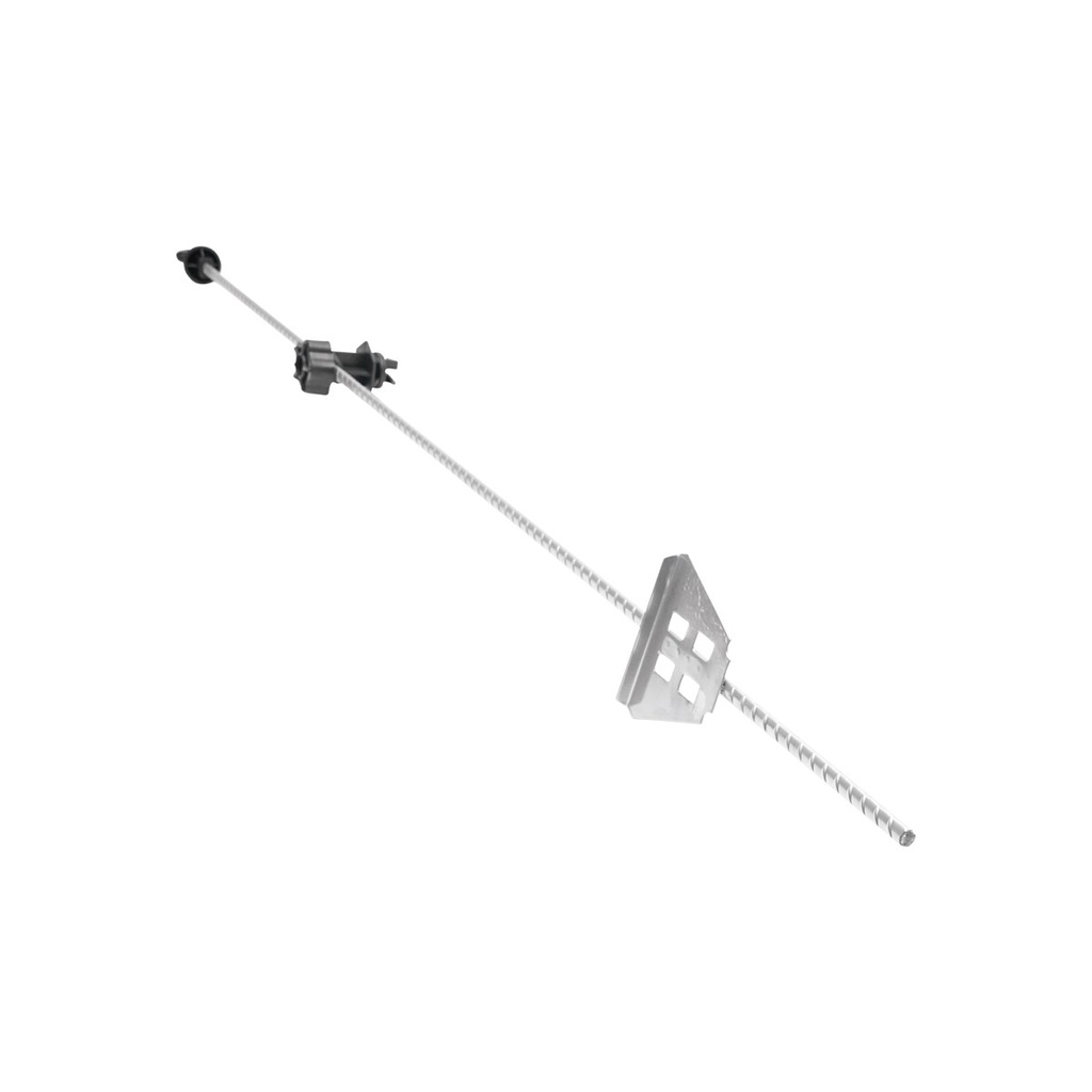 Stalp metalic 1080mm cu izolator de capat 59x33mm si izolator filetabil mijloc pentru gard electric