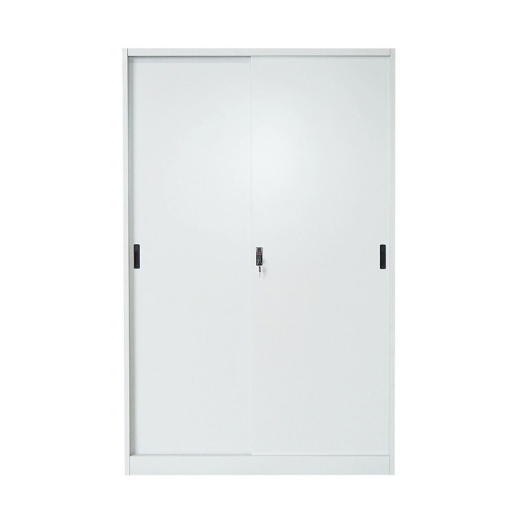 Dulap metalic fiset 1900x1200x450mm cu 2 usi culisante securizate, 4 polite, max 50kg/polita, gri