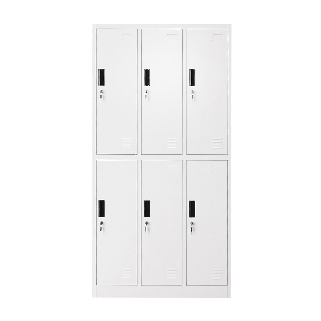 Dulap metalic tip vestiar cusetat 1800x900x450mm 3x2 cu 6 usi securizate, gri