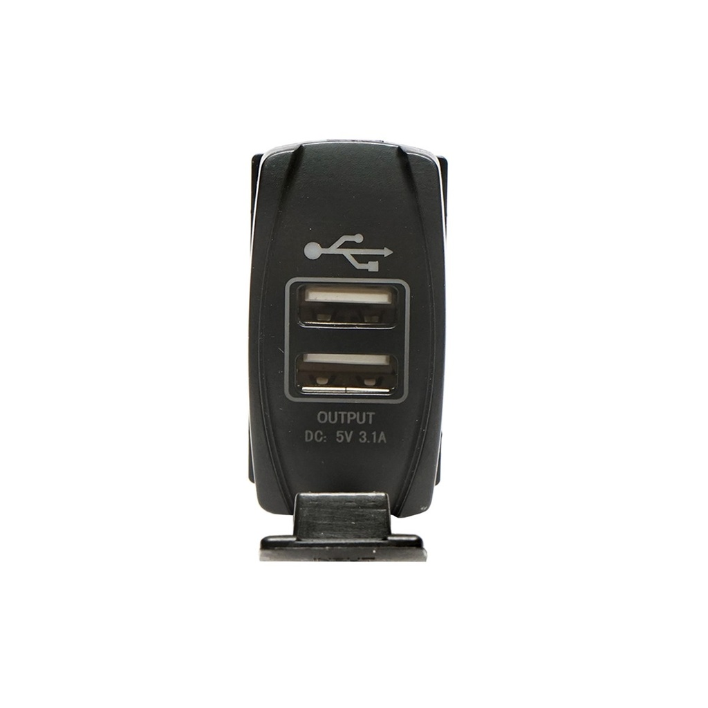 Incarcator universal 12/24V cu doua porturi USB, tensiune de iesire 5V/3.1A DC (montaj in Tablou bord; grila, etc.) incarcare rapida