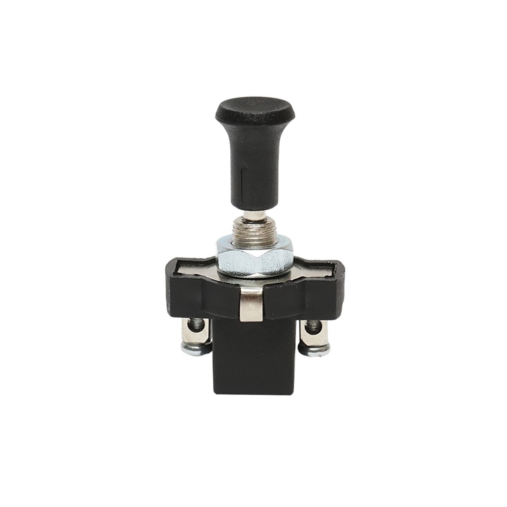 Intrerupator scurt on-off 12V/5A pull switch cu piulita prindere metalica