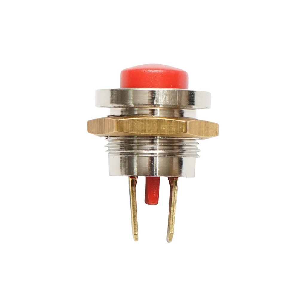 Buton pornire metalic cu revenire, rosu 12-24V DC/10A, 125-250V AC/2A