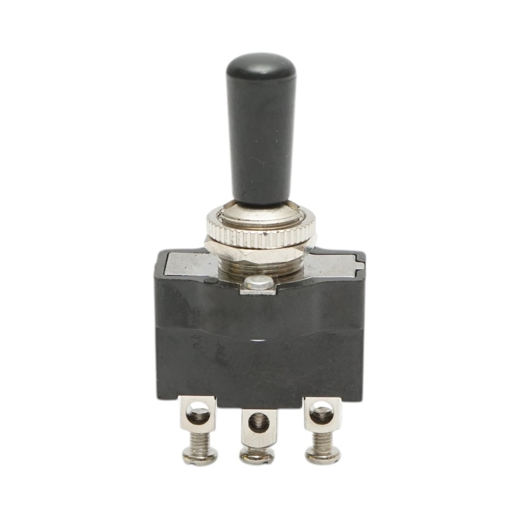 Comutator 3 pozitii 12-24V DC/10A, 125-250V AC/2A, maneta plastic, prindere metalica