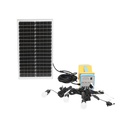 Sistem iluminat cu panou solar 50W, baterie LiFePO4 12.8V/12Ah si 3 becuri LED 3W/12V, 4 iesiri USB 5V