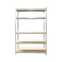 Raft metalic cu 5 polite MDF, 180x120x50cm, 300kg/polita, montaj fara suruburi, galvanizat