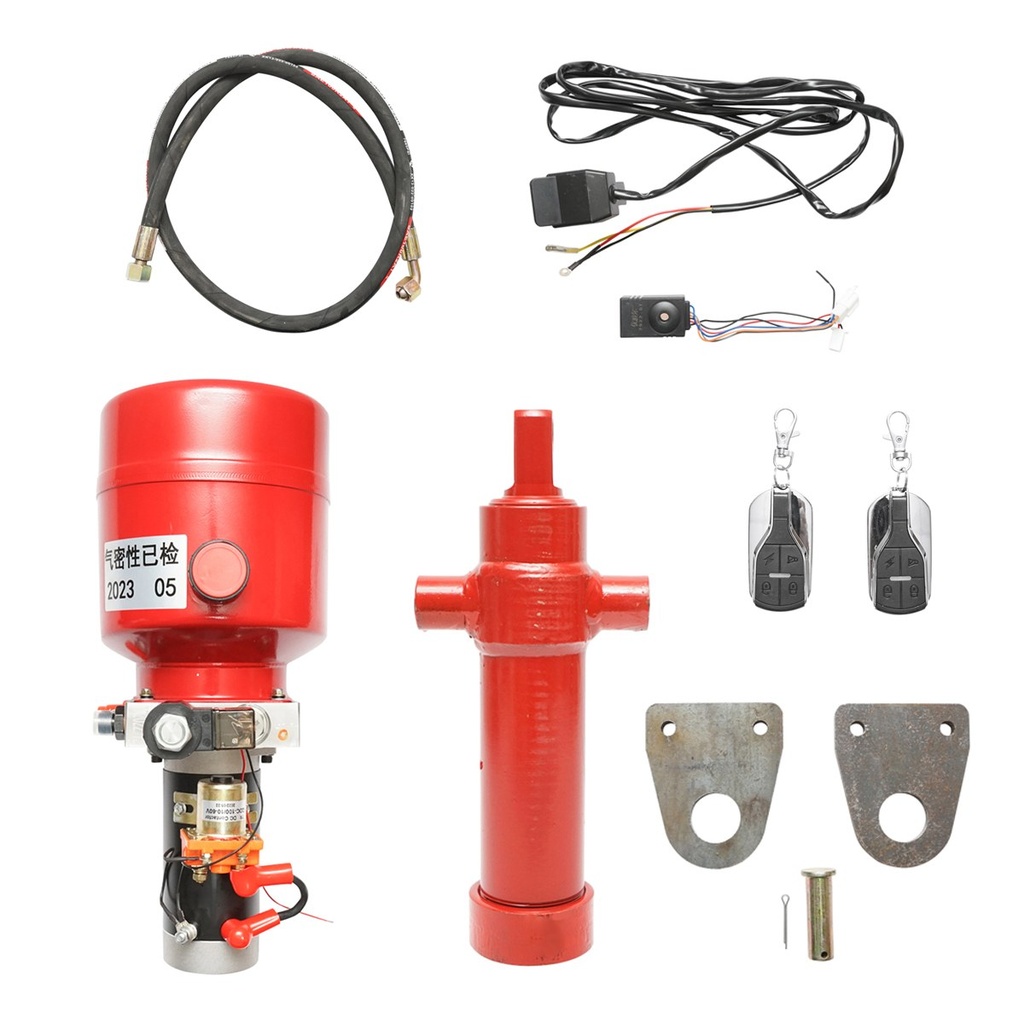 Kit basculare hidraulic 1 tona cu telecomanda 60V DC wireless 0.8Kw, 150 bar pentru triciclu electric