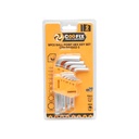 Set 9 imbusuri hexagonale cu brat scurt si varf sferic unghi desfacere 25 grade profesional Coofix