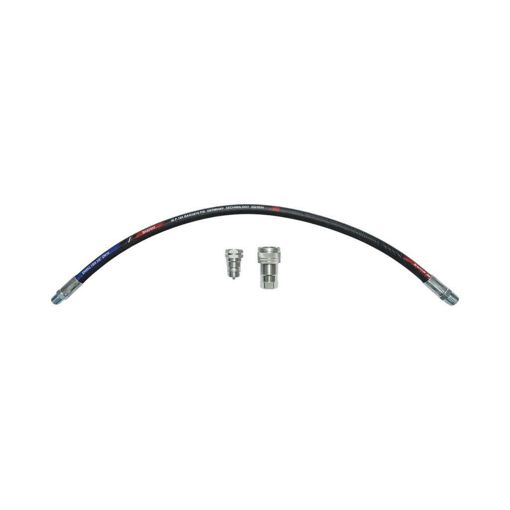 Furtun presiune sertizat pentru tiranti hidraulici 70cm cu armaturi 1/2 + 3/8 si supapa mos