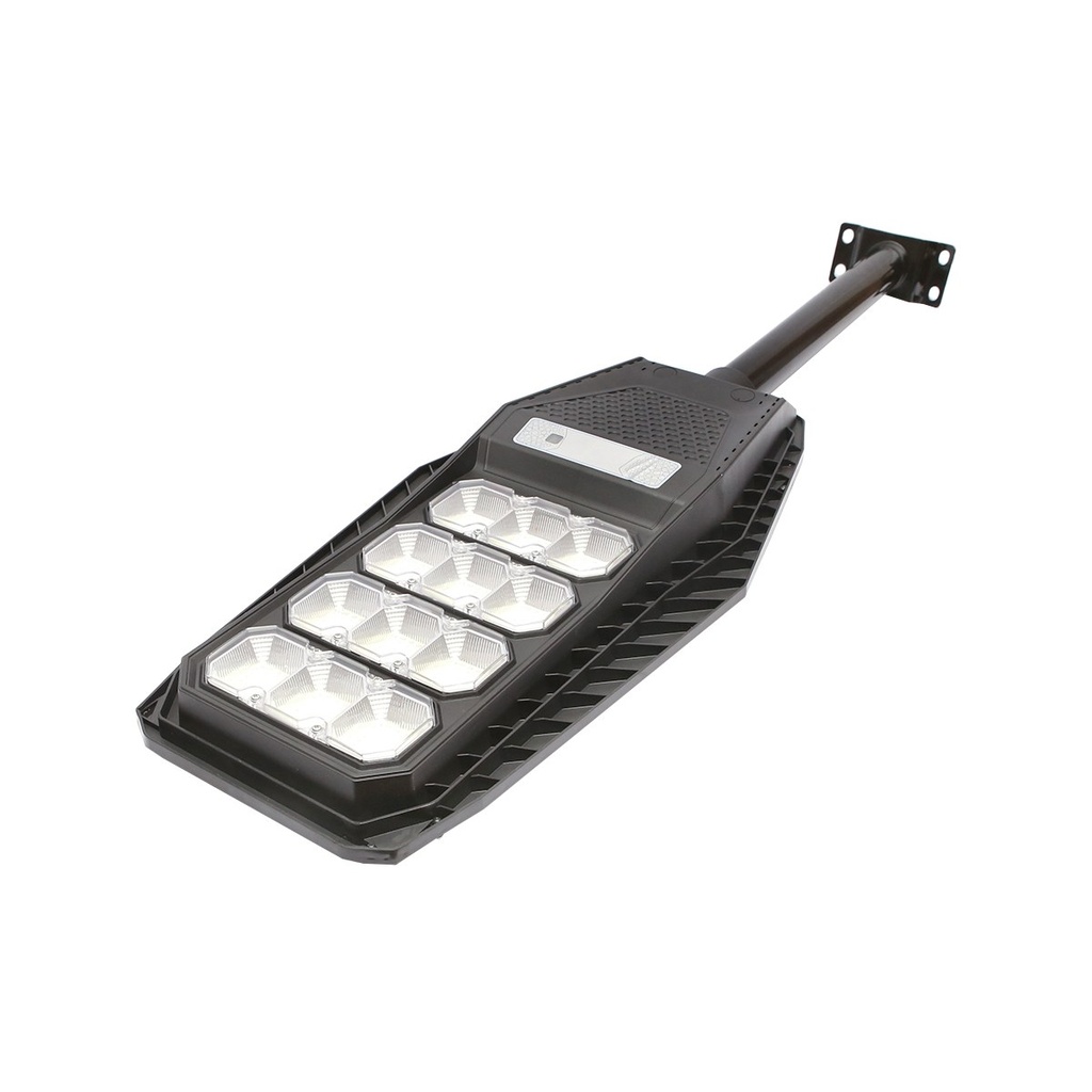 Lampa solara LED iluminat stradal 200W, 6500K, IP65 cu panou solar, senzor de miscare si prindere pe stalp