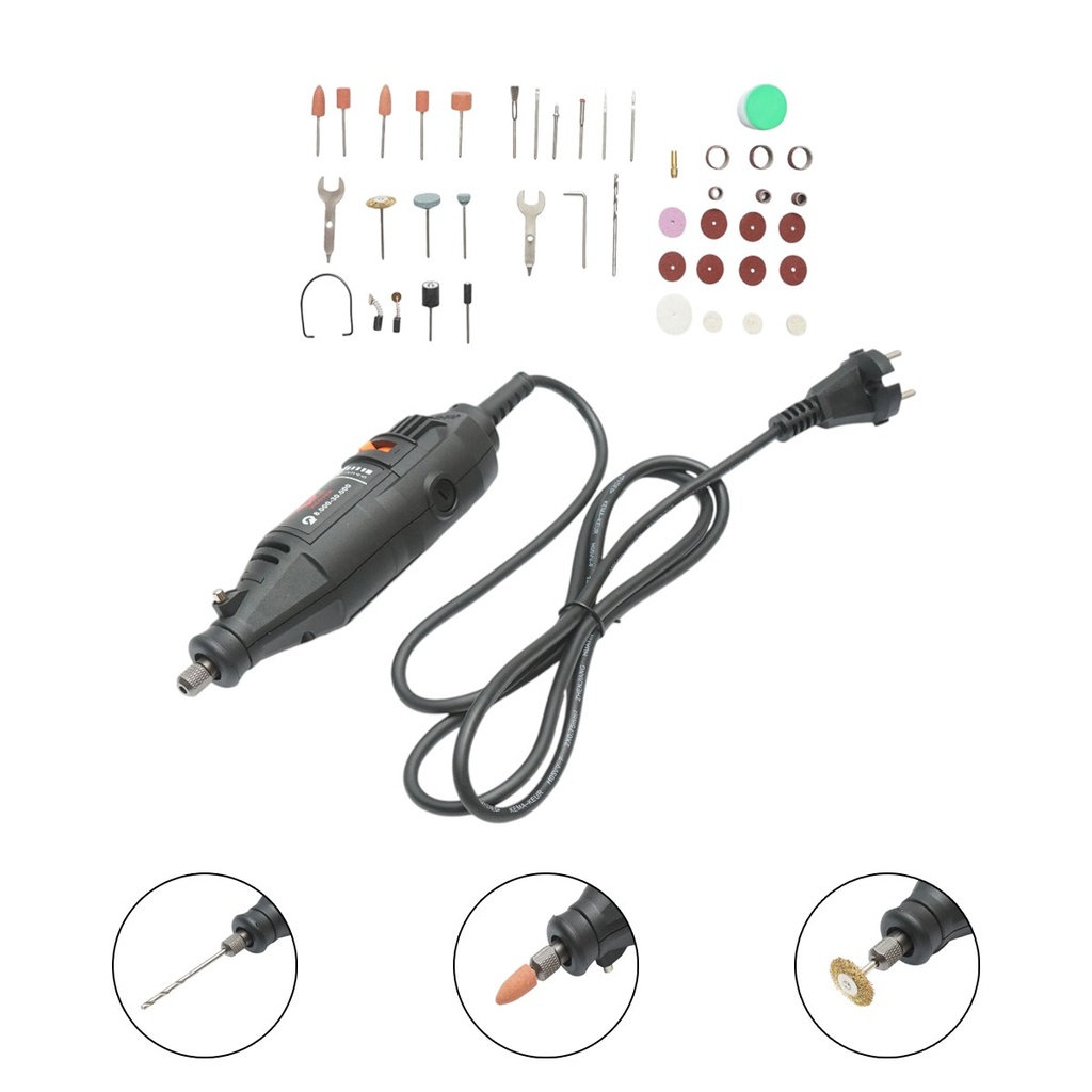 Mini polizor electric drept 130W, 220V, 5 trepte viteza 8000-30000rpm, mandrina 3.2mm 43 piese