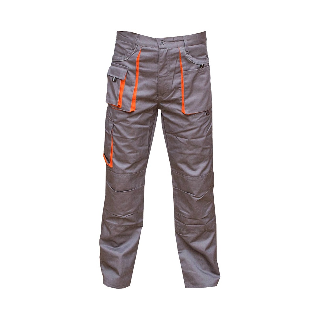Pantaloni de lucru poliester cu bumbac 235g/m2, gri cu portocaliu marimea 62