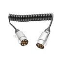 Cablu spiral electric flexibil 2.5M, 7 pini pentru remorca cu 2 fise tata metalice
