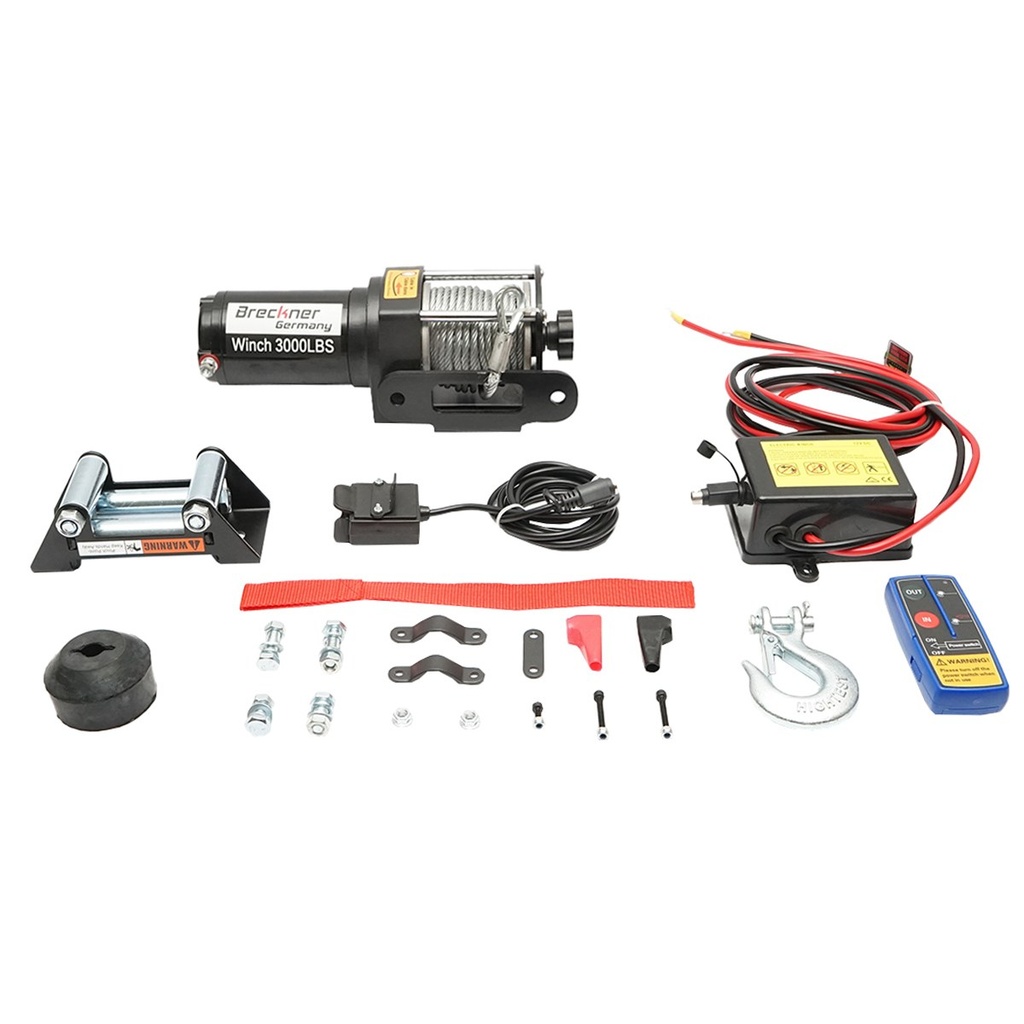 Troliu electric cu telecomanda 12V, 1,6T (3000lbs) cablu otel 5x11m, solenoid 100A