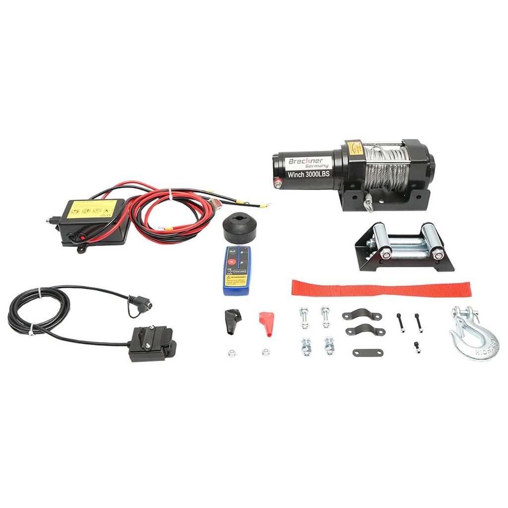 Troliu electric cu telecomanda 12V, 1,6T (3000lbs) cablu otel 5x11m, solenoid 100A