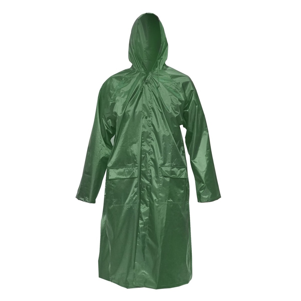 Pelerina cu gluga impermeabila L din poliester cu membrana PVC fante de aerisire, 2 buzunare si fermoar verde