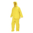 Costum impermeabil L cu gluga si salopeta din poliester si PVC, galben