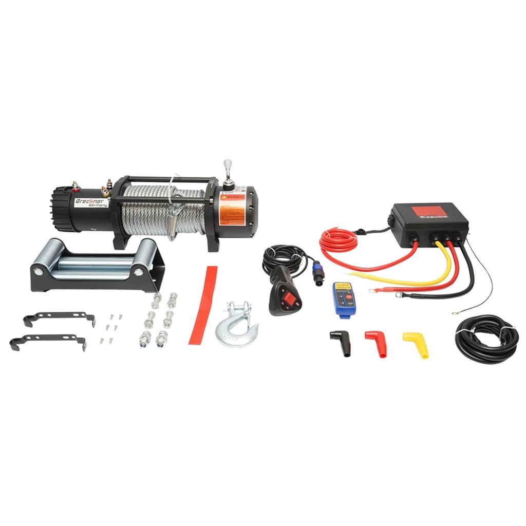 Troliu electric cu telecomanda 12V, 5 cp, 4.3T (9500lbs) cablu otel 9x24m solenoid 400A