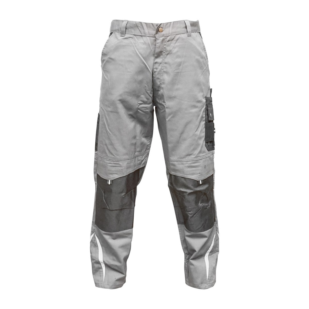 Pantaloni de lucru, poliester cu bumbac, gri cu negru, L