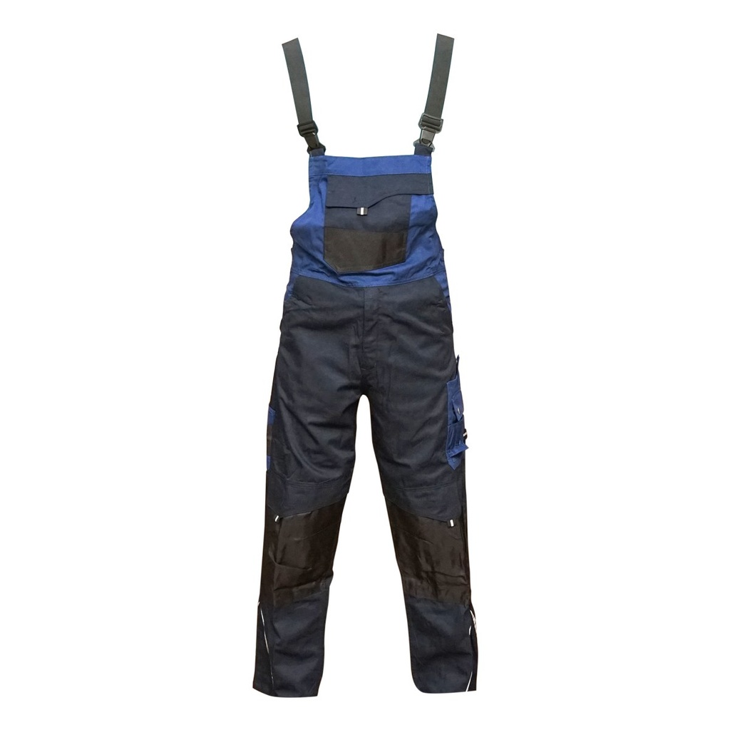 Pantaloni de lucru cu pieptar, salopeta din poliester cu bumbac, albastru navy, XXL