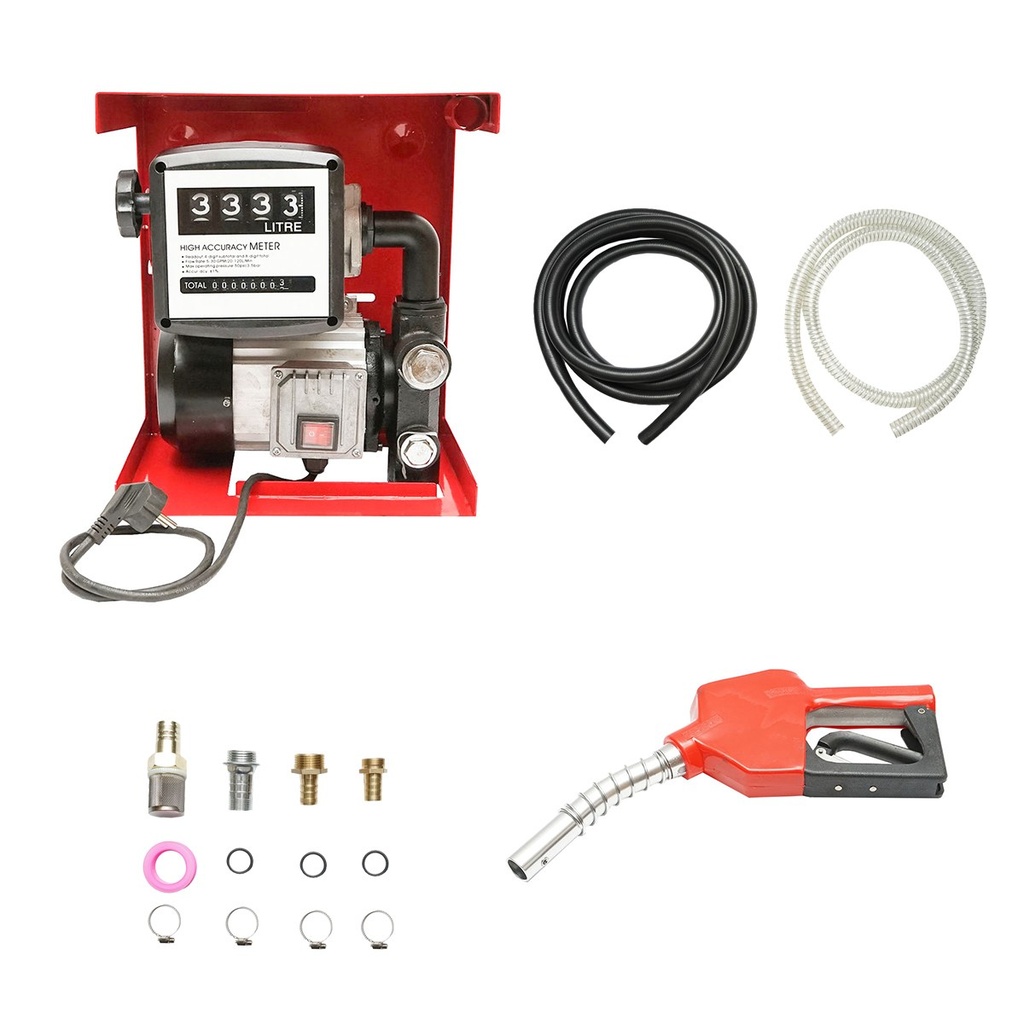 Pompa transfer motorina 220V 550W Debit 60L/min. (Kit cu contor, furtun aspiratie 1,5M, furtun transfer 4M, Pistol)
