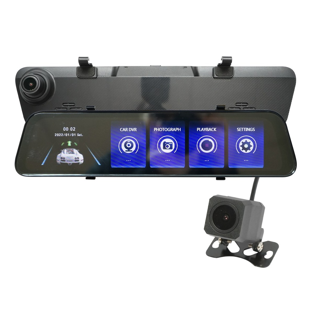 Oglinda retrovizoare auto cu display 11.6 inch touch screen si camera video duala fata/spate HD, IPS